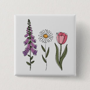 Subtle Anti-Trump - Foxglove Daisy Tulip III Button