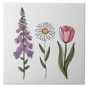 Subtle Anti-Trump - Foxglove Daisy Tulip III Ceramic Tile