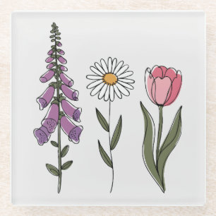 Subtle Anti-Trump - Foxglove Daisy Tulip III Glass Coaster