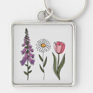 Subtle Anti-Trump - Foxglove Daisy Tulip III Keychain