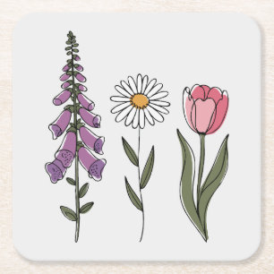 Subtle Anti-Trump - Foxglove Daisy Tulip III Square Paper Coaster