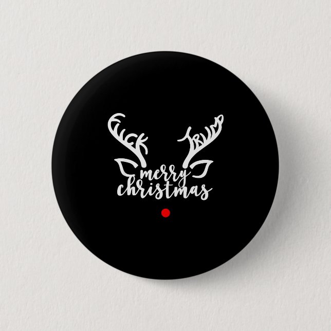Subtle Anti Trump Hidden Message Christmas Reindee Button (Front)