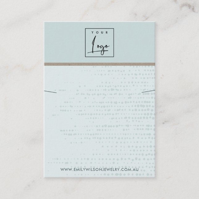 SUBTLE AQUA BLUE DOTS NECKLACE BRACELET DISPLAY BUSINESS CARD (Front)
