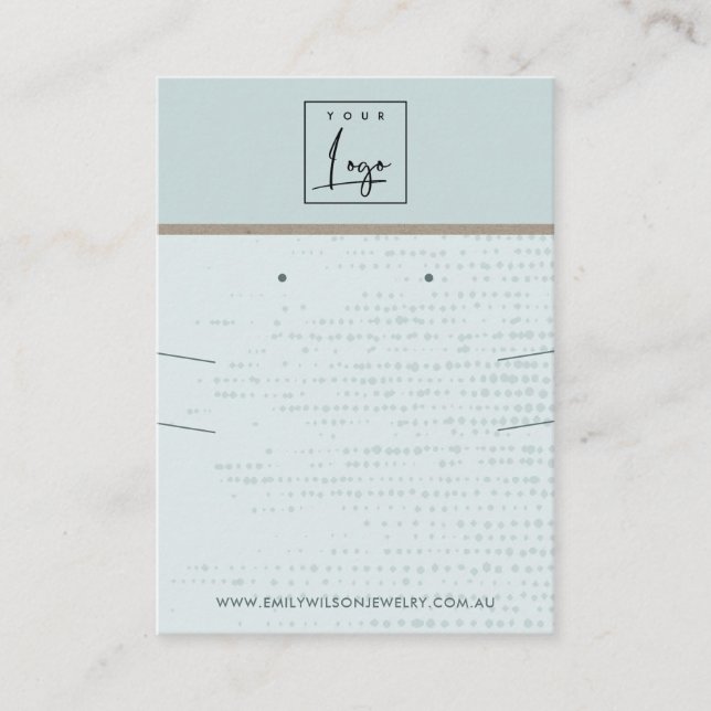 SUBTLE AQUA BLUE DOTS NECKLACE EARRING DISPLAY BUSINESS CARD (Front)