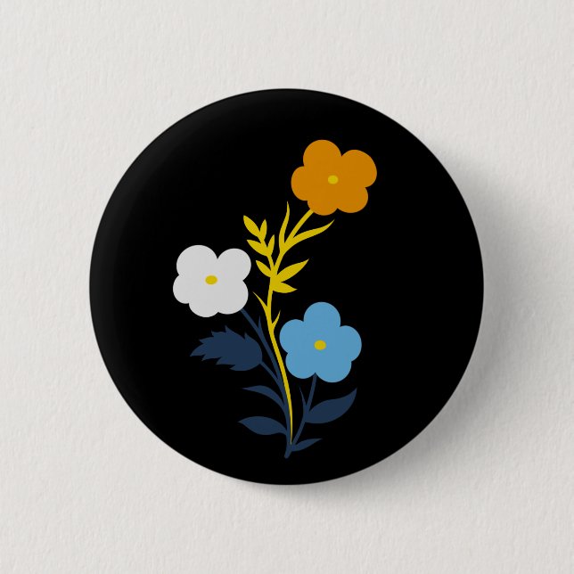 Subtle Aromantic Asexual Flag Flowers Button (Front)