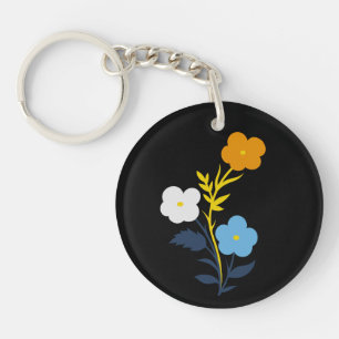 Subtle Aromantic Asexual Flag Flowers Keychain