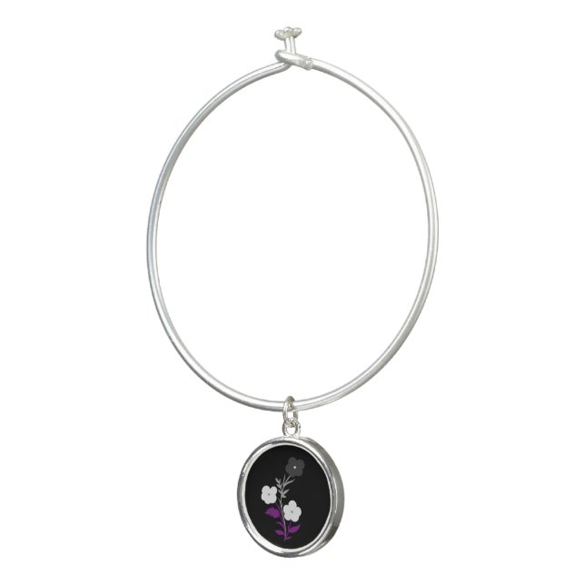 Subtle Asexual Flag Flowers Bangle Bracelet (3/4)