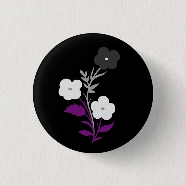 Subtle Asexual Flag Flowers Button (Front)