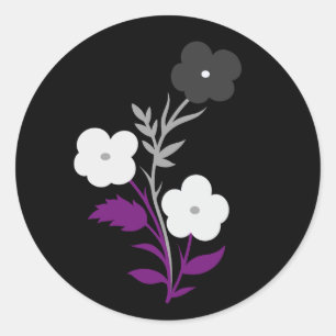 Subtle Asexual Flag Flowers Classic Round Sticker