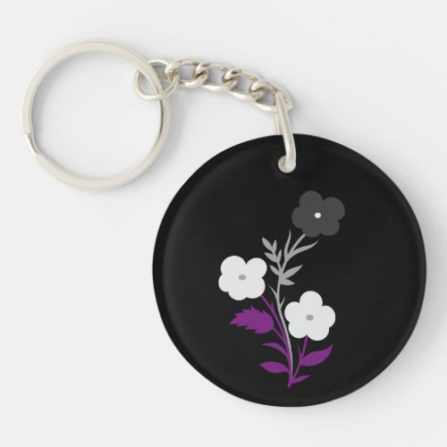 Subtle Asexual Flag Flowers Keychain