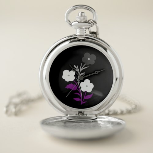 Subtle Asexual Flag Flowers Pocket Watch