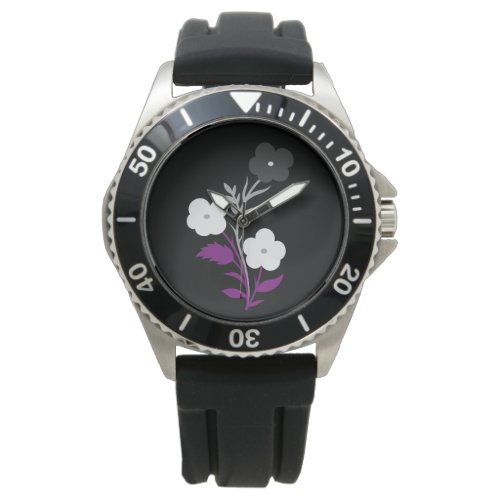 Subtle Asexual Flag Flowers Watch