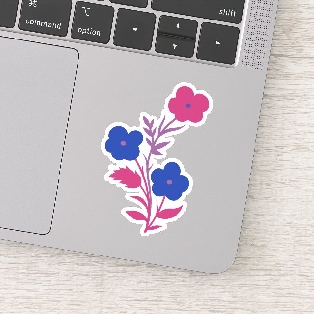 Subtle Bisexual Flag Flowers Sticker (Detail)