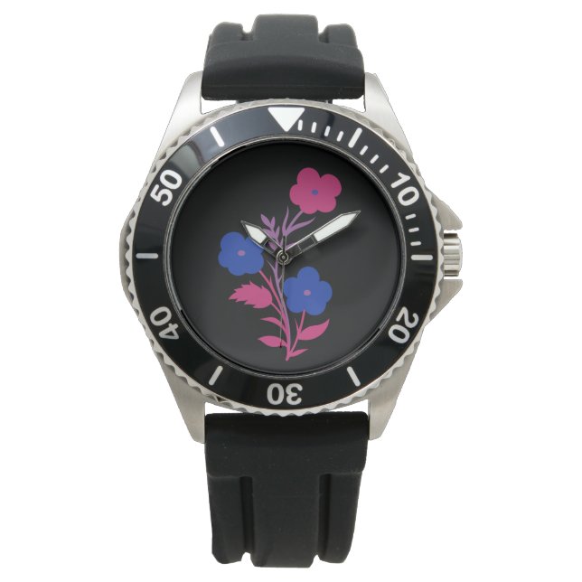 Subtle Bisexual Flag Flowers Watch (Front)