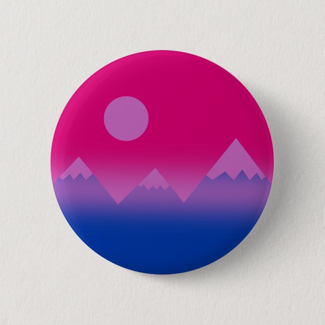 Subtle Bisexual Flag Mountain Scene Pin Button (Front)