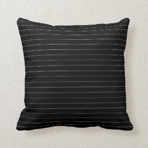 Subtle Black and White Thin Stripes Pattern Modern Throw Pillow