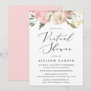 Subtle Blooms Floral Virtual Baby Shower Invitation