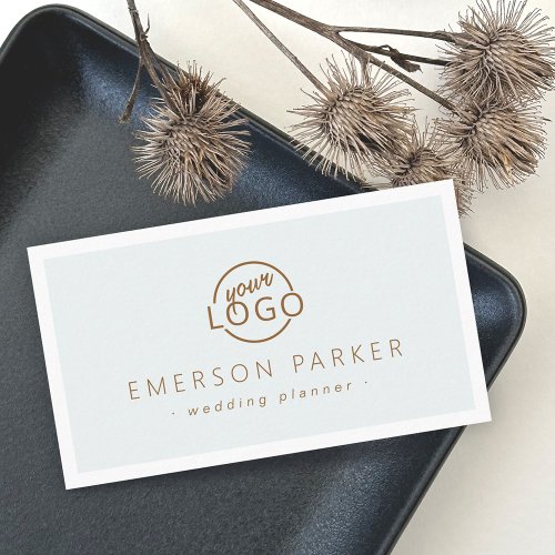 Subtle blue gray modern minimalist add logo business card