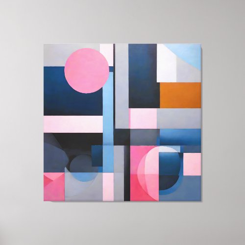 Subtle Blues  Pinks in Geometric Abstraction Canvas Print