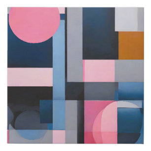 Subtle Blues & Pinks in Geometric Abstraction Faux Canvas Print