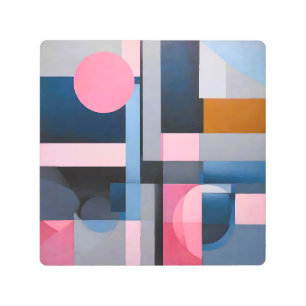 Subtle Blues & Pinks in Geometric Abstraction Metal Print