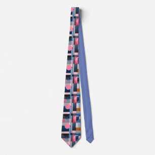 Subtle Blues & Pinks in Geometric Abstraction Neck Tie