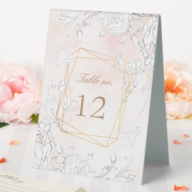 Subtle Blush Floral Wedding Table Number Tent (In SItu (Wedding))
