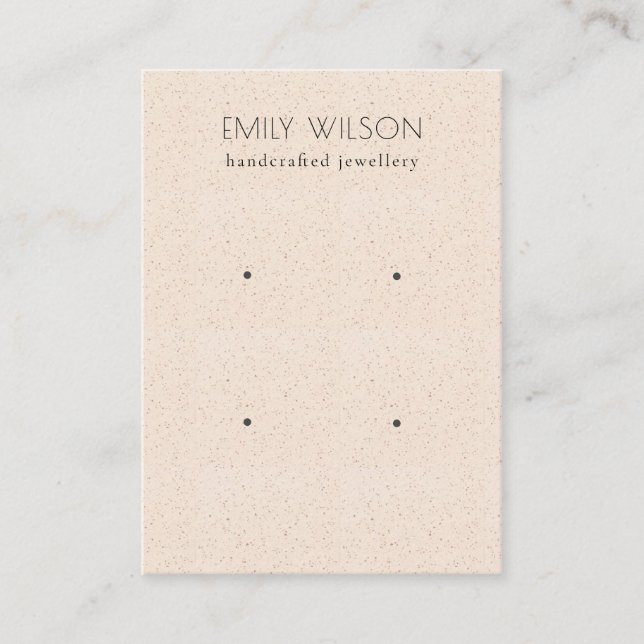 Subtle Blush Pink Ceramic Texture 2 Earing Display Business Card (Front)