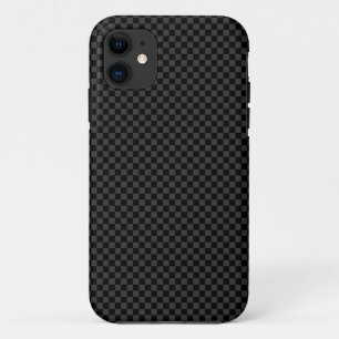 Subtle Check - Dark Gray on Black iPhone Case