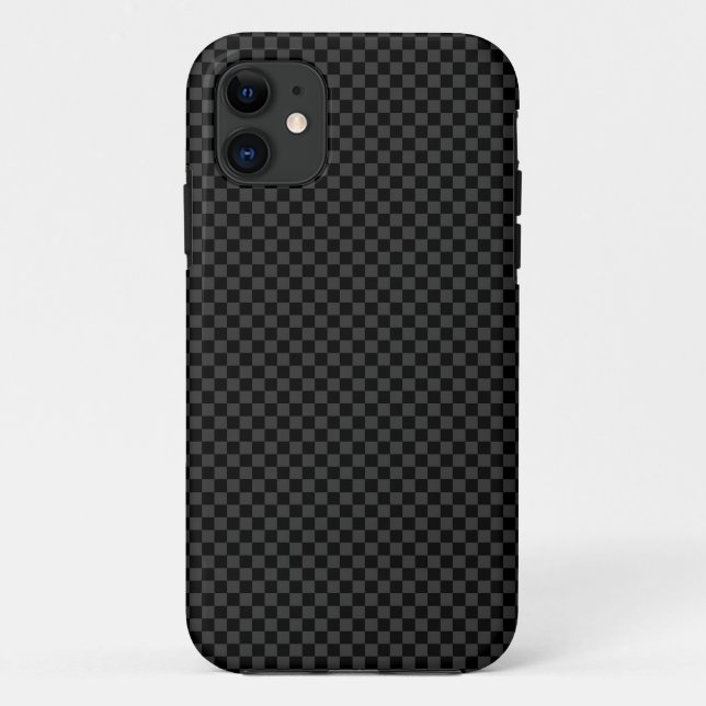 Subtle Check - Dark Gray on Black iPhone Case (Back)