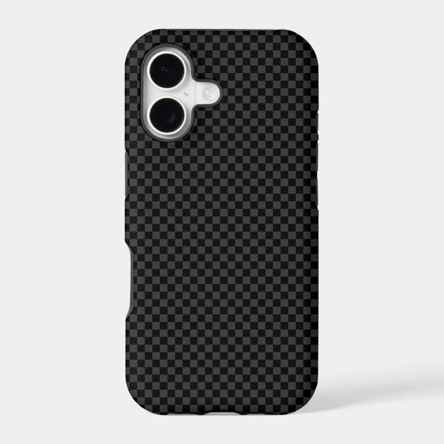 Subtle Check - Dark Gray on Black iPhone Case (Back)