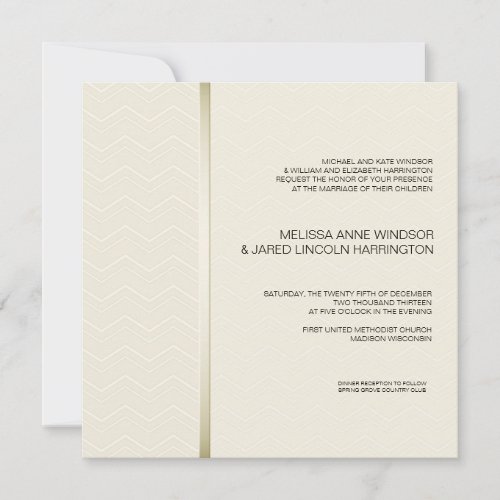 Subtle Chevron Ecru on Ivory Modern Affordable Invitation