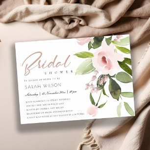SUBTLE COLOR WASH BLUSH PINK FLORAL BRIDAL SHOWER INVITATION
