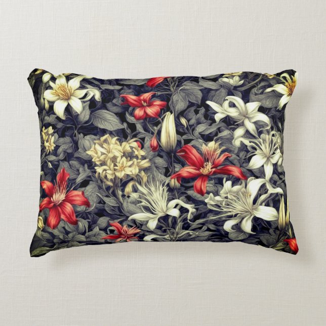 Subtle Color Wild Honeysuckle Print Accent Pillow (Front)