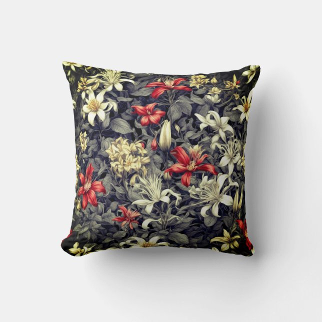 Subtle Color Wild Honeysuckle Print Throw Pillow (Front)