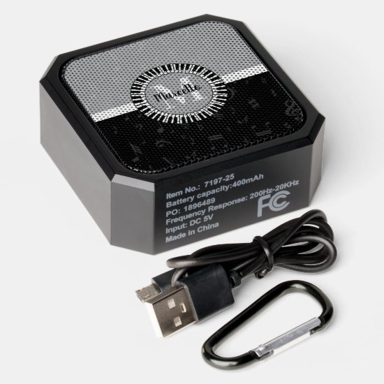 Subtle Contemporary Monogram Music Themed Bluetooth Speaker
