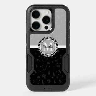 Subtle Contemporary Monogram Music Themed iPhone 15 Pro Case