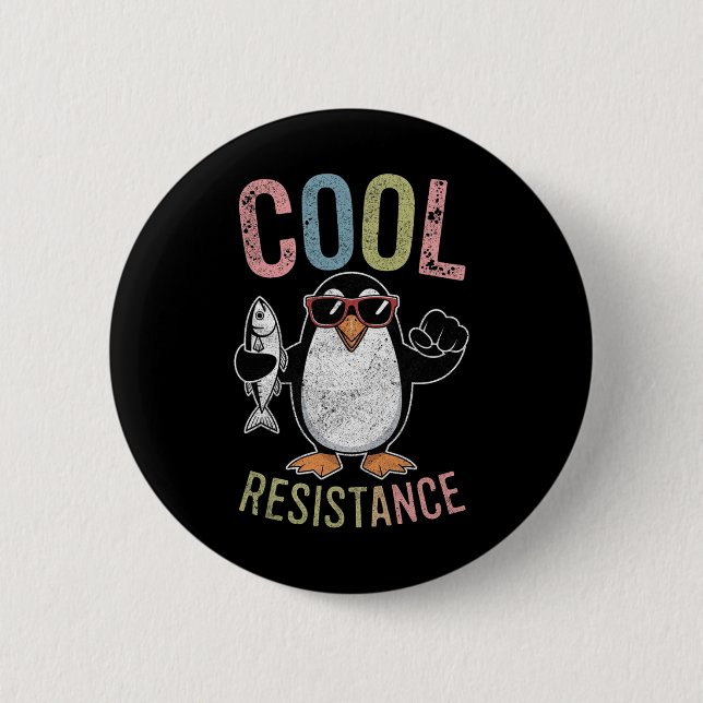 Subtle Cool Resistance Penguin Tariffs Protest Ant Button (Front)