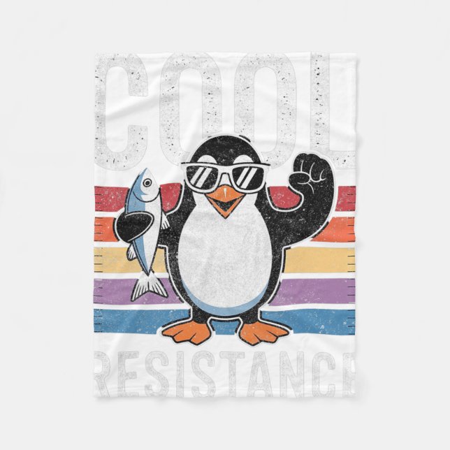 Subtle Cool Resistance Penguin Tariffs Protest Ant Fleece Blanket (Front)