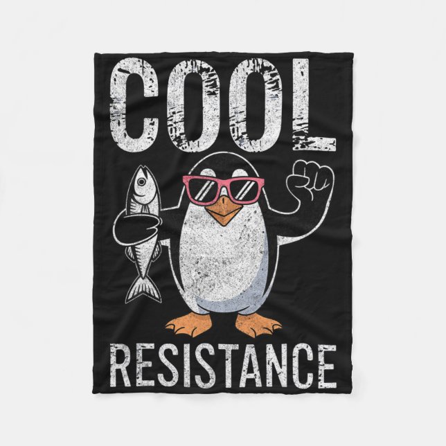 Subtle Cool Resistance Penguin Tariffs Protest Ant Fleece Blanket (Front)
