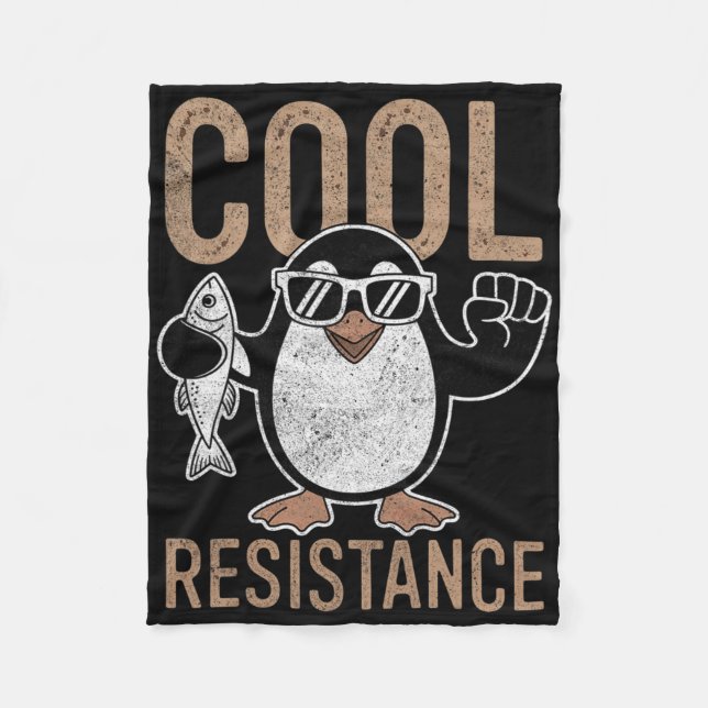 Subtle Cool Resistance Penguin Tariffs Protest Ant Fleece Blanket (Front)