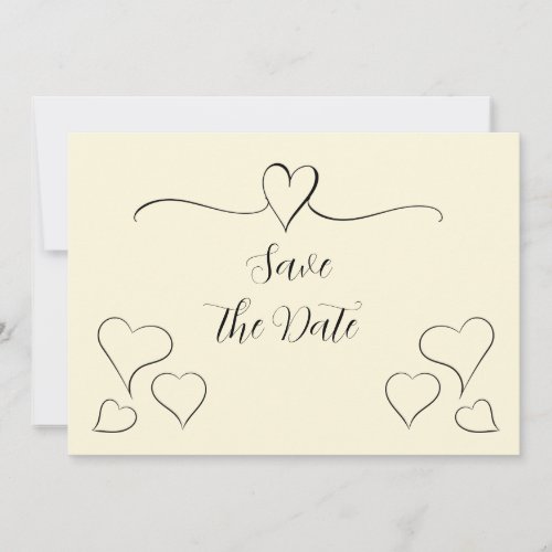 Subtle Cream Calligraphy Hearts  Save The Date