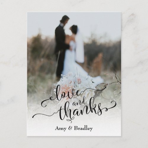 Subtle Elegant Type Wedding Love and Thanks Postcard