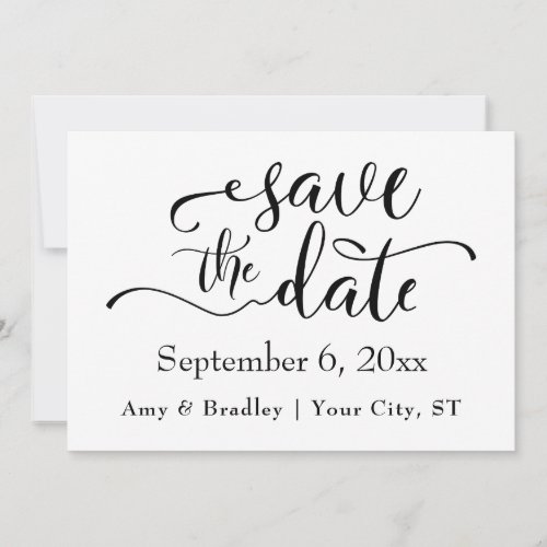 Subtle Elegant Typography Black Text Save the Date