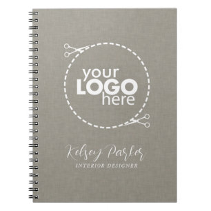 Subtle Fabric Texture Customizable Logo Notebook