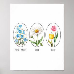 Subtle Floral 8647 Trump Flowers Forget Me Not Dai Poster