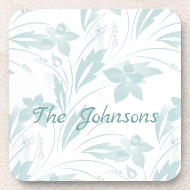 Subtle Floral in Blues Beverage Coaster (Front)