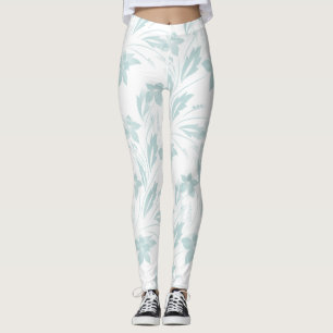 Subtle Floral in Blues Leggings