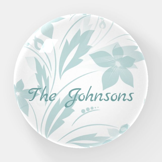Subtle Floral in Blues Paperweight (Front)