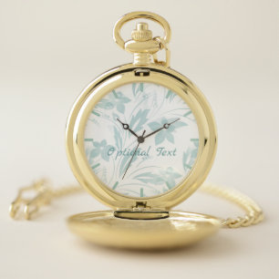 Subtle Floral in Blues Pocket Watch